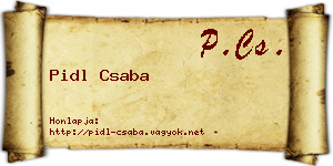 Pidl Csaba névjegykártya